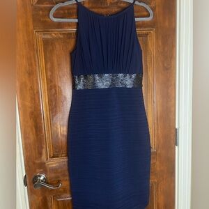 JS Boutique Navy Dress with Sequin Waist